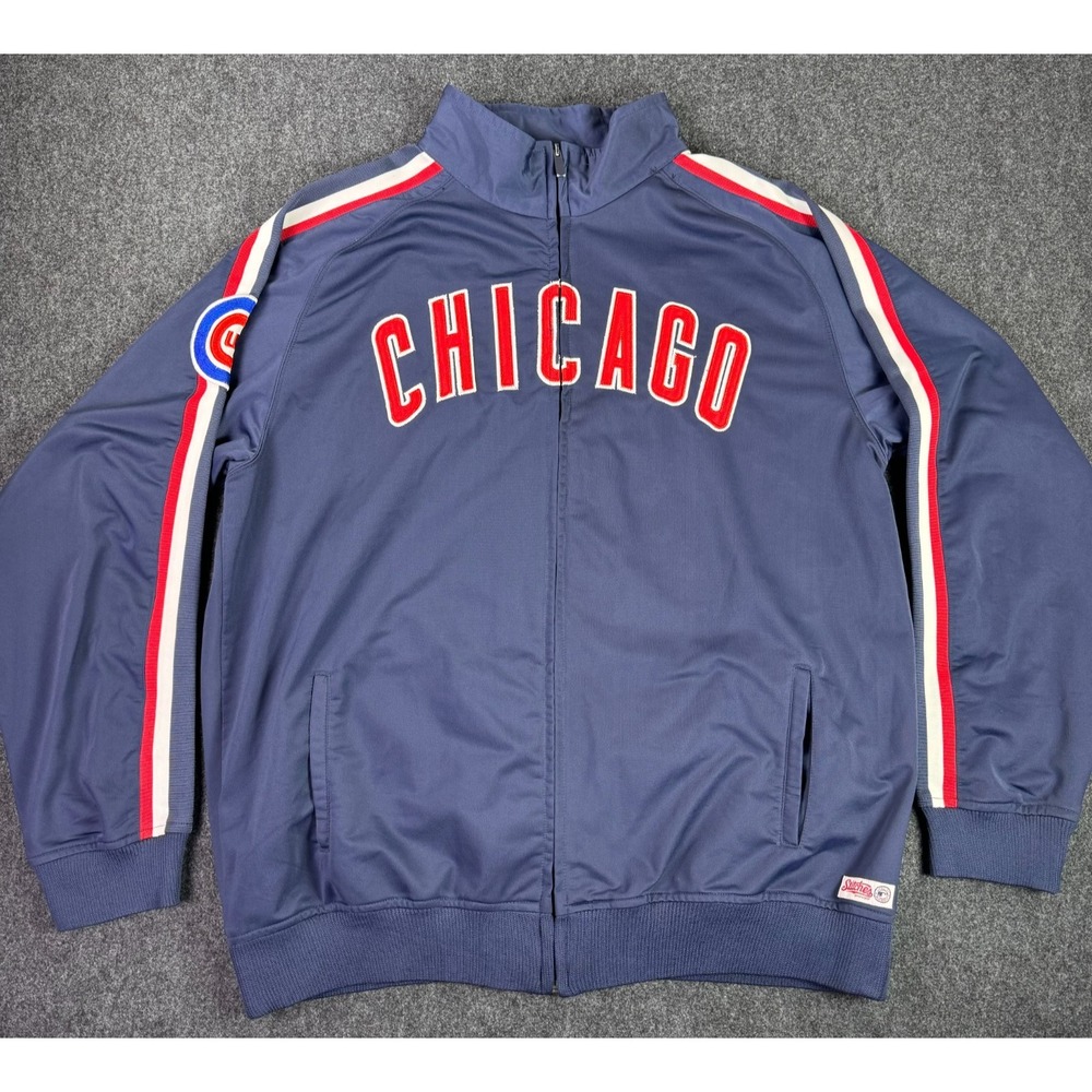 Y2K Chicago Cubs Stitches Men's XL Full Zip Blue Warmup Jacket MLB Baseball